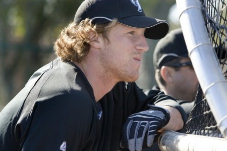 Adam Loewen during batting practice as a Blue Jay